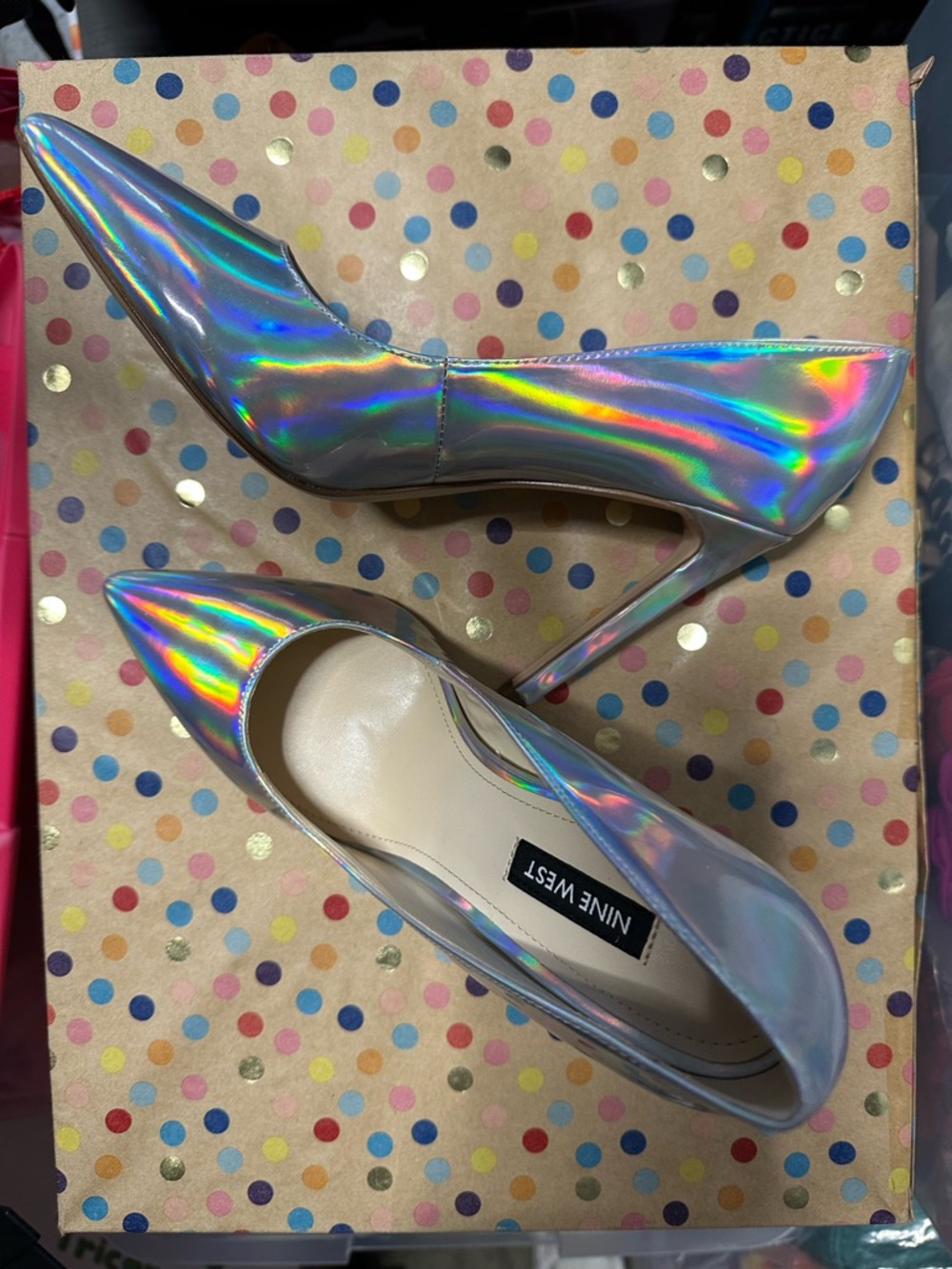 Nine West Iridescent Holographic Tatiana Pointed-Toe Stiletto Pumps